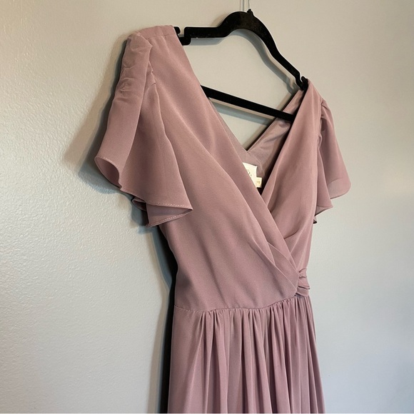 Revelry Harper Chiffon Faux Wrap Dress in Wisteria Bridesmaid Dress Maxi Sz 4 - Picture 9 of 16
